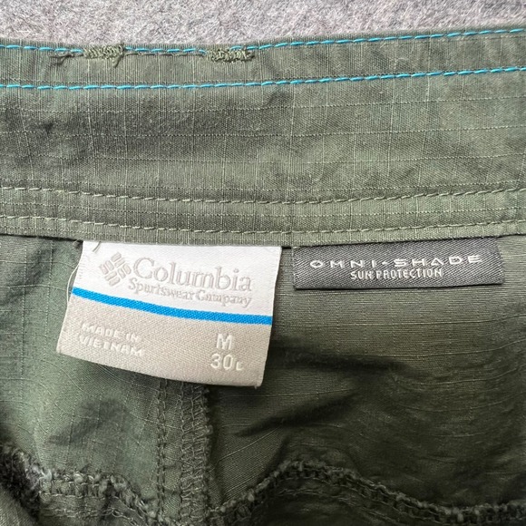 Columbia Omni-Shade‎ Ripstop Cargo Pants Men M 30 Olive Hiking Outdoor UPF - Picture 8 of 9